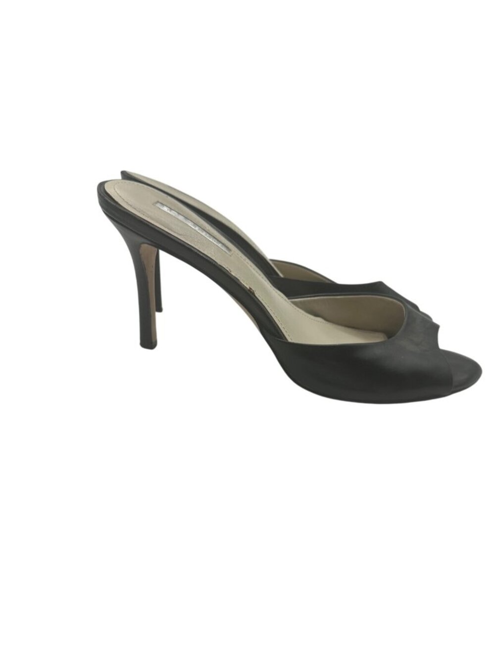 BCBGeneration Size 9.5 Leather Slip-On Design Open-Toe Mule High Heels Black - Picture 5 of 9
